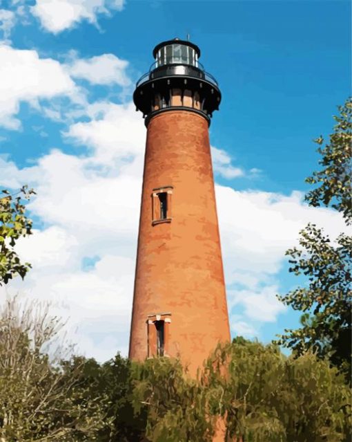 Carrituck Beach lighthouse paint by number