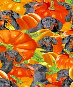 Dachshund And Pumpkin paint by numbers