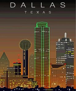 Dallas Buildings Poster paint by numbers