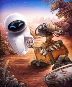 Wall E And Eve Robots paint by numbers