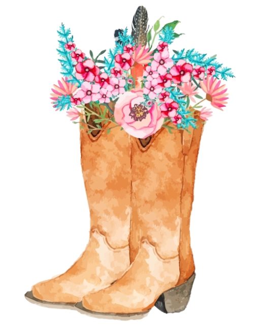 Flowers In Cowboy Boots paint by numbers