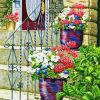 Flowers Vase On Doorstep paint by number