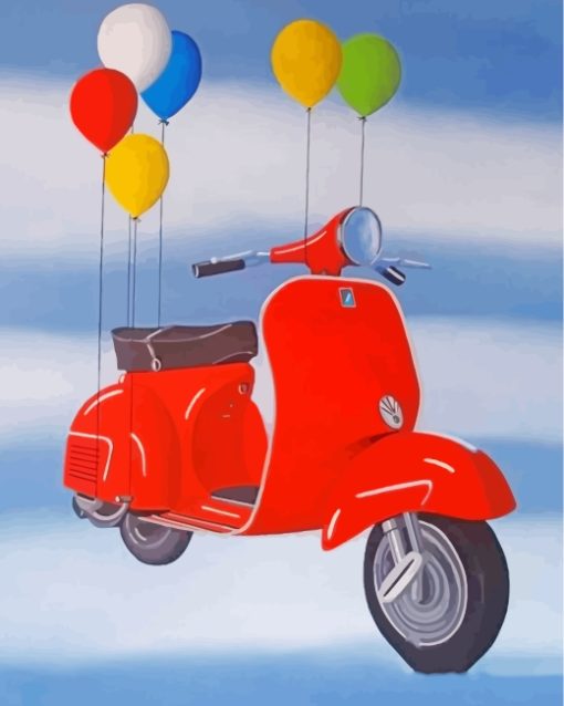 Flying Vespa paint by numbers