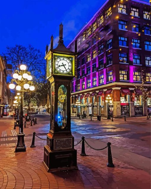 Gastown Steam Clock Vancouver paint by number