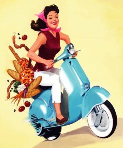 Girls Riding Scooter paint by number