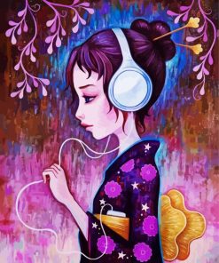 Girl Wearing Headphones paint by numbers