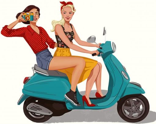 Girls On Lambretta paint by numbers