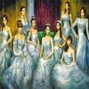 Girls Wearing Ball Gown Dresses paint by number