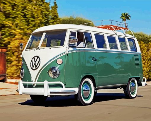 Green Volkswagen Combi paint by number