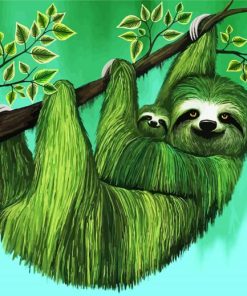 Green Sloth paint by numbers