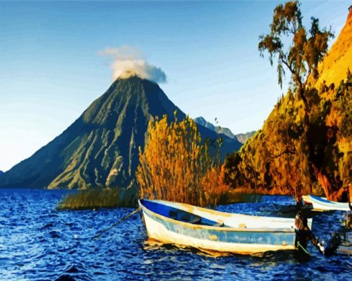 Guatemala Lake Atitlan Landscape paint by number