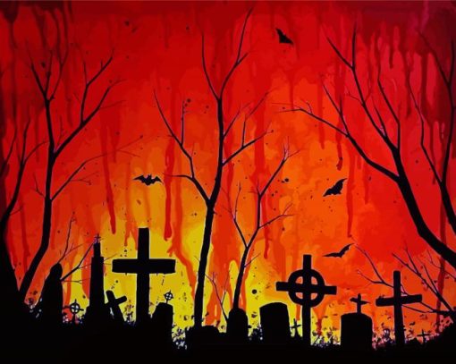 Halloween Graveyard paint by number