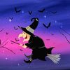 Halloween Witch Flying paint by numbers