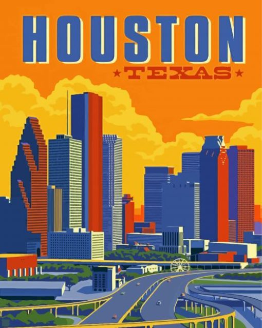 Texas Houston Poster paint by numbers