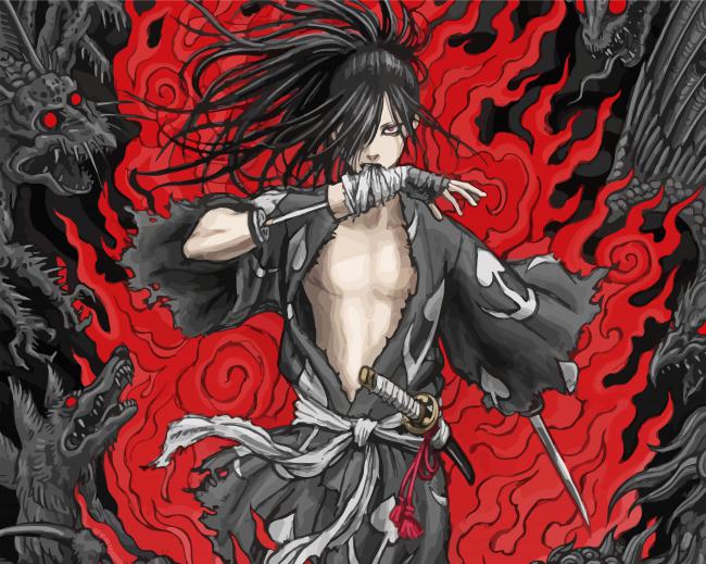 Hyakkimaru Dororo Anime paint by number Hyakkimaru Dororo Anime paint by numbers
