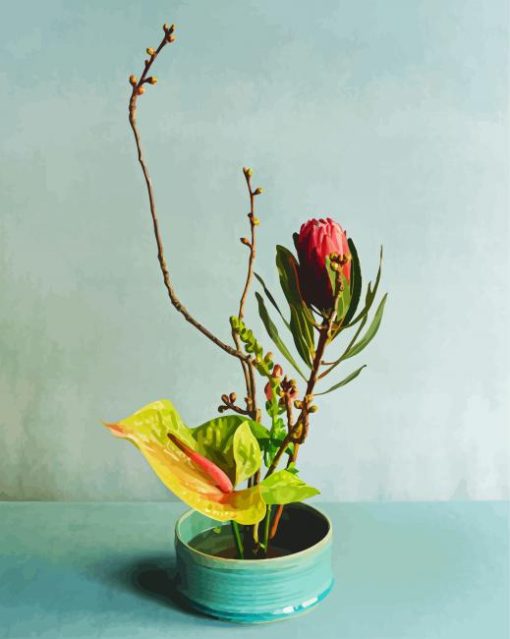 Ikebana Protea paint by number