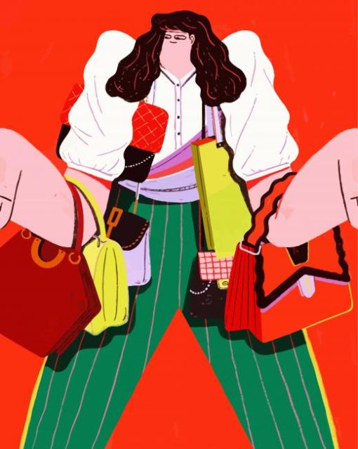 Illustration girls With Handbags paint by number