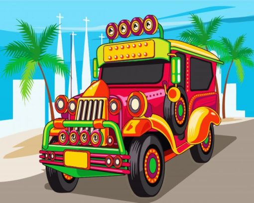 Illustration Jeepney paint by number