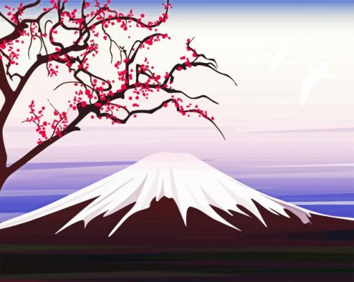 Illustration Mt Fuji paint by numbers