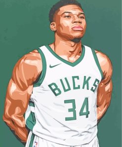 Illustration Giannis Antetokounmpo paint by numbers