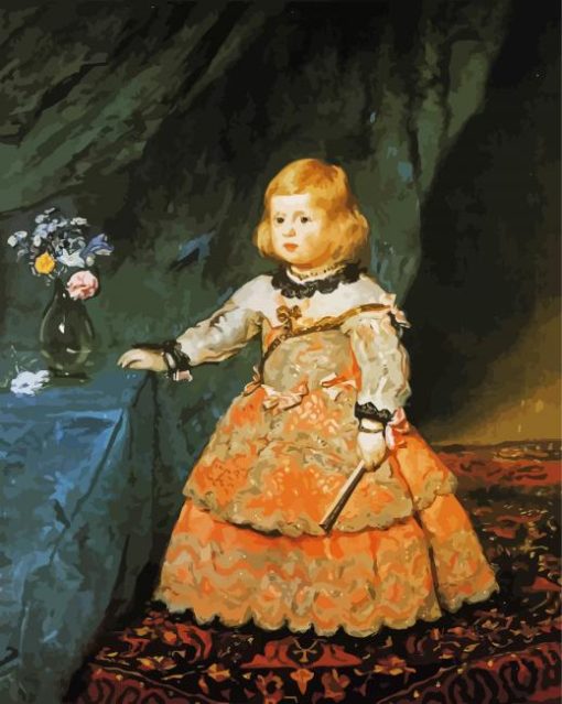 Infant Margareta Teresa In A Peach Dreass By Velaquez paint by numbers