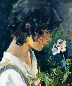 Italian Girl With Flowers By Sorolla paint by numbers