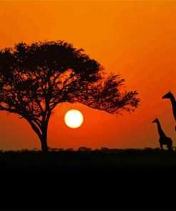 Kenya Giraffes Silhouette paint by numbers