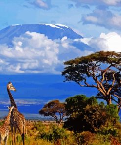 Kenya Mount Kilimanjaro And Giraffes paint by number