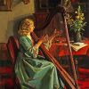 Lady Playing Harp paint by numbers