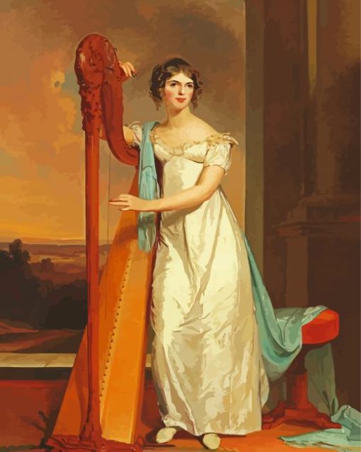 Lady With A Harp paint by numbers