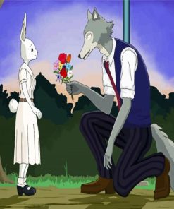 Legosi Giving Flowers To Abru Beastars paint by number