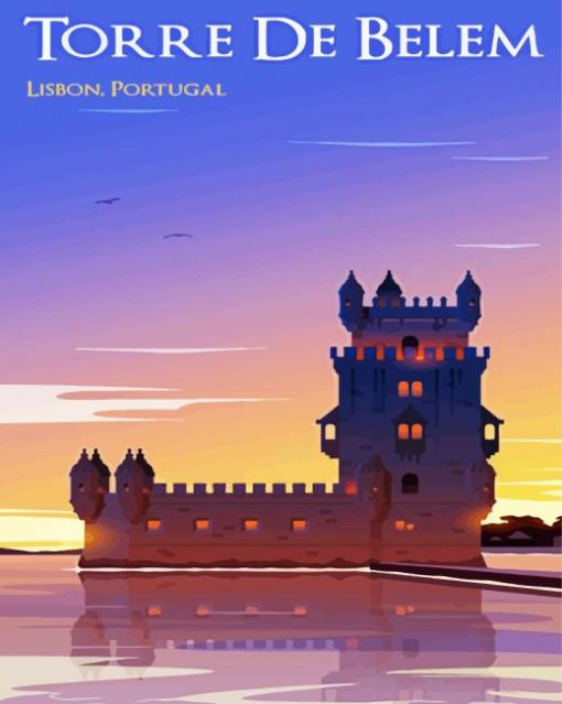 Lisbon Belem Tower Poster paint by number