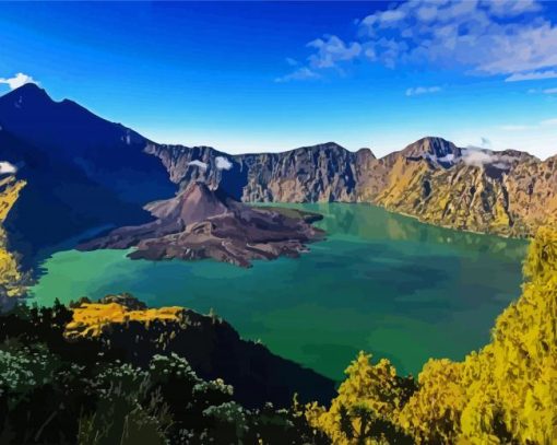 Lombok Rinjani National Park paint by number