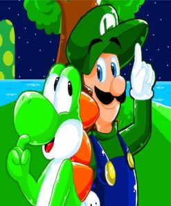 Luigi ANd Yoshi paint by numbers