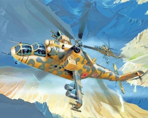 Military Helicopter Aircraft paint by numbers