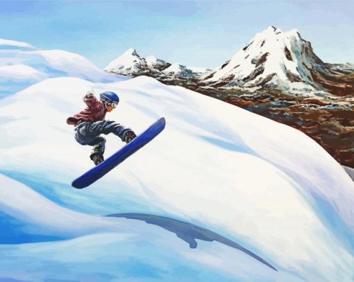 Mountains Snowboarder paint by numbers