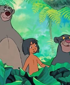 Mowgli And Bagheera And Baloo paint by number