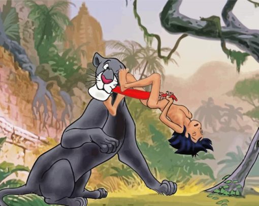 Mowgli And Bagheera paint by number