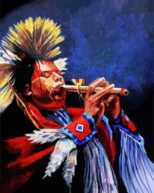 Native American Flute Player paint by number