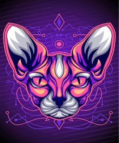 Neon Sphynx Cat paint by numbers