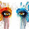 Orange Blue Splash Eyes paint by number