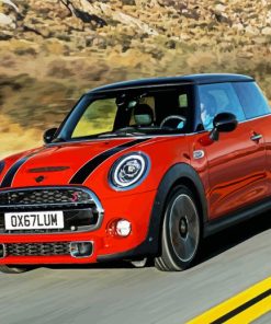 Red Mini Cooper paint by numbers