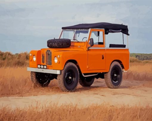 Orange Vintage Land Rover paint by numbers