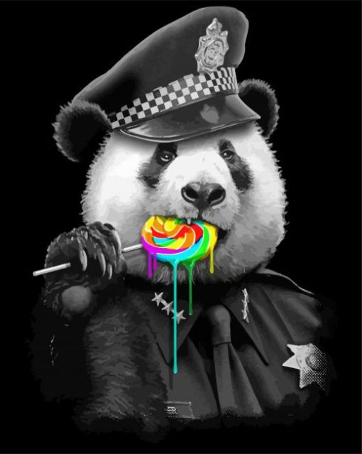 Panda Eating Lollipop paint by numbers