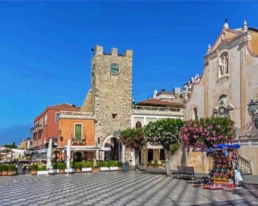 Piazza Aprile Taormina paint by numbers