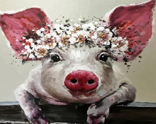 Pig With Flowers paint by number