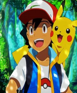 Pikachu And Ash Animation paint by numbers