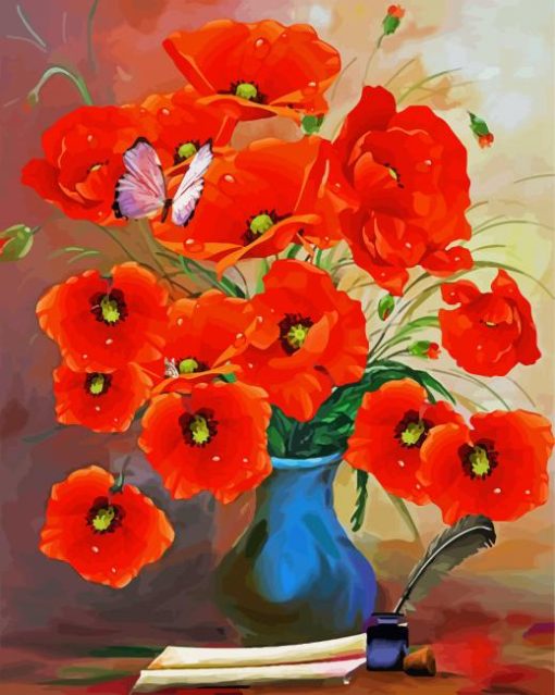 Poppies Coquelicot Vase paint by number