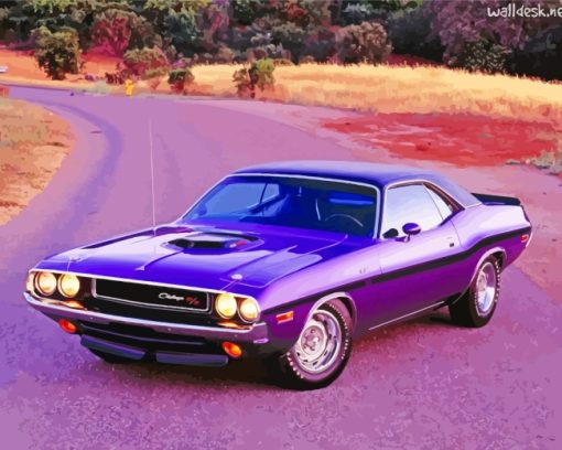 Purple Challenger Car paint by numbers