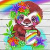 Rainbow Sloth paint by numbers